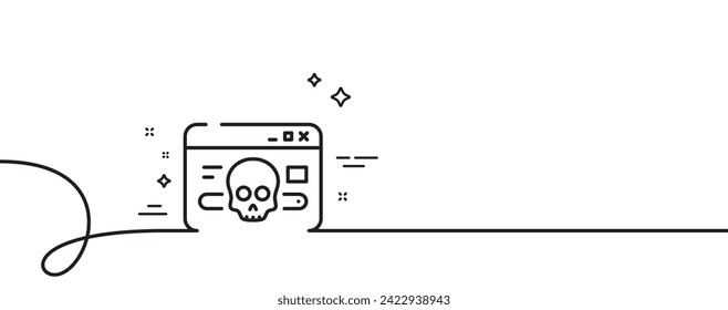 Cyber attack line icon. Continuous one line with curl. Web protection sign. Internet website phishing symbol. Cyber attack single outline ribbon. Loop curve pattern. Vector