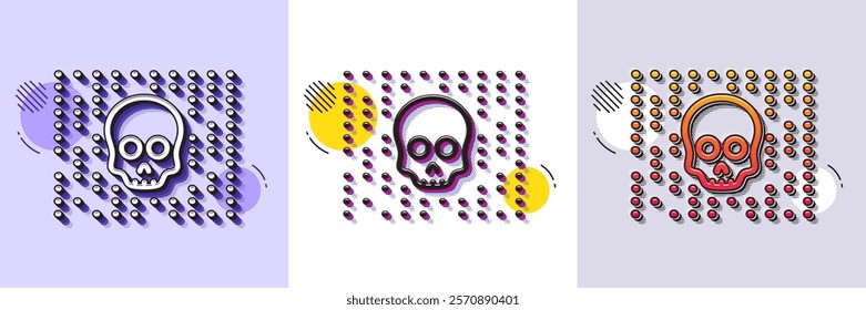 Cyber attack line icon. Halftone dotted pattern. Gradient icon with grain shadow. Ransomware threat sign. Computer phishing virus symbol. Line cyber attack icon. Various designs. Vector