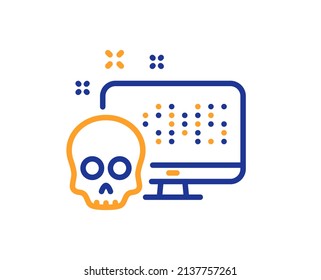 Cyber attack line icon. Ransomware threat sign. Computer phishing virus symbol. Colorful thin line outline concept. Linear style cyber attack icon. Editable stroke. Vector