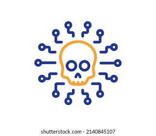 Cyber Attack Line Icon. Ransomware Threat Sign. Hacker Network Symbol. Colorful Thin Line Outline Concept. Linear Style Cyber Attack Icon. Editable Stroke. Vector