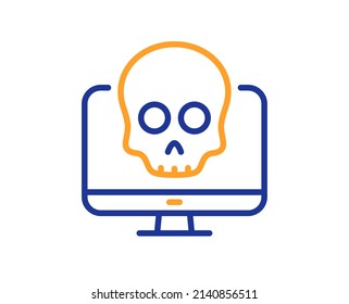 Cyber attack line icon. Ransomware threat sign. Computer phishing virus symbol. Colorful thin line outline concept. Linear style cyber attack icon. Editable stroke. Vector