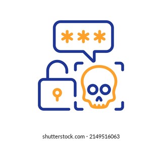 Cyber Attack Line Icon. Ransomware Threat Sign. Password Cracking Symbol. Colorful Thin Line Outline Concept. Linear Style Cyber Attack Icon. Editable Stroke. Vector