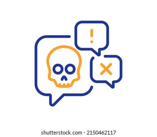 Cyber attack line icon. Ransomware threat sign. Hacker skull chat symbol. Colorful thin line outline concept. Linear style cyber attack icon. Editable stroke. Vector