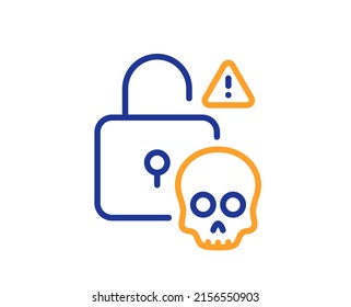 Cyber attack line icon. Ransomware threat sign. Password cracking symbol. Colorful thin line outline concept. Linear style cyber attack icon. Editable stroke. Vector