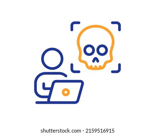 Cyber Attack Line Icon. Ransomware Threat Sign. Computer Phishing Virus Symbol. Colorful Thin Line Outline Concept. Linear Style Cyber Attack Icon. Editable Stroke. Vector