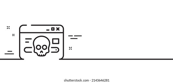 Cyber attack line icon. Web protection sign. Internet website phishing symbol. Minimal line illustration background. Cyber attack line icon pattern banner. White web template concept. Vector