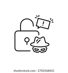 Symbol für Cyber-Angriffslinie. Symbol für Kennwortcracking. 