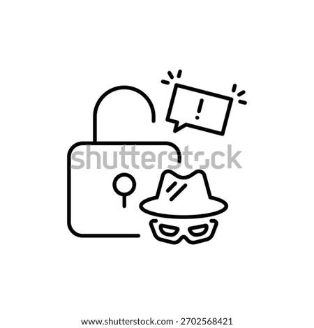Cyber attack line icon.Password cracking symbol. 