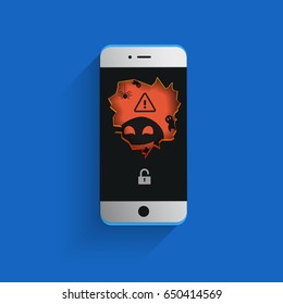 Cyber Attack Pegasus Spyware  Hack Data privacy on Your Phone. Vector illustration concept.