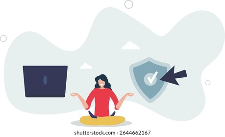 Cyber attack protection, guarding from internet hacker, computer security system or privacy firewall concept. character life .
