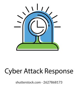 Cyber Attack Response Vector Icon Representing Online Threats and Data Security