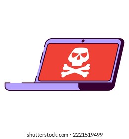 Cyber attackiert skull.Ransomware-Bedrohungszeichen.Hacking a laptop.Computer-Virus. Hackerangriff Malware Spread