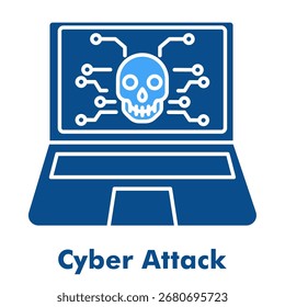 Cyber Attack Two Color Glyph Icon Vector Illustration