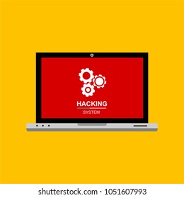 Cyber attack warning message on the laptop screen