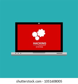 Cyber attack warning message on the laptop screen