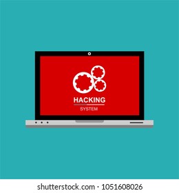 Cyber attack warning message on the laptop screen