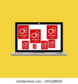 Cyber attack warning message on the laptop screen