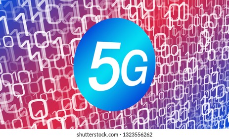 Cyber attacks in 5G network, computer code zero one digits vector abstract technology background