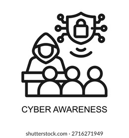 Cyber Awareness icon line vector illustration