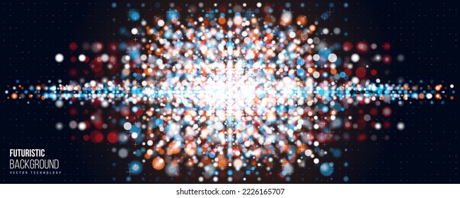 Cyber background constructed with different dots. Digital futuristic backdrop. Vector illustration.