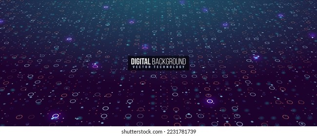 Cyber background constructed with different dots. Digital futuristic backdrop. Vector illustration.