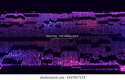 Cyber background constructed with different particles. Digital 3d futuristic grid. Vector illustration.