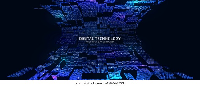 Cyber background constructed with different particles. Digital 3d futuristic grid. Vector illustration.