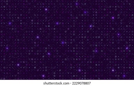 Cyber background constructed with different symbols. Digital futuristic backdrop. Vector illustration.
