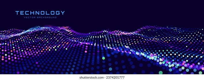 Cyber Big Data Flow. Digital Network. Concept of AI Technology. Digital Communication. Science Technology Presentation Background. Vector Illustration.