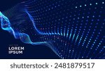 Cyber Big Data Flow Particles Tech Business or Science Background. Medical Research or Tech Innovation Online Webinar Presentation Event. Conference or Forum Vector Illustration Backdrop.