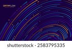 Cyber Big Data Flow Particles Tech Business or Science Background. Medical Research or Tech Innovation Online Webinar Presentation Event. Conference or Forum Vector Illustration Backdrop.