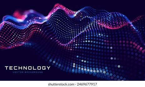 Cyber Big Data Flow Particles Bokeh. Digital Neural Network. Concept of AI Artificial Intelligence Technology Machine Deep Learning. Digital Communication. Science Technology Presentation Vector. 