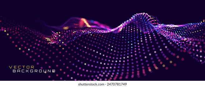 Cyber Big Data Flow Particles Bokeh. Digital Neural Network. Concept of AI Artificial Intelligence Technology Machine Deep Learning. Digital Communication. Science Technology Presentation Vector. 