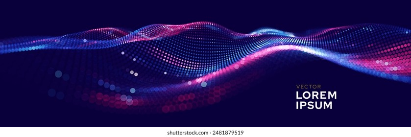 Cyber Big Data Flow Particles Tech Business or Science Background. Medical Research or Tech Innovation Online Webinar Presentation Event. Conference or Forum Vector Illustration Backdrop.