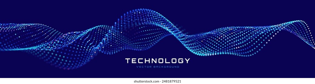 Cyber Big Data Flow Particles Tech Business or Science Background. Medical Research or Tech Innovation Online Webinar Presentation Event. Conference or Forum Vector Illustration Backdrop.