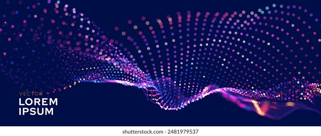 Cyber Big Data Flow Particles Tech Business or Science Background. Medical Research or Tech Innovation Online Webinar Presentation Event. Conference or Forum Vector Illustration Backdrop.