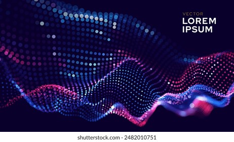 Cyber Big Data Flow Particles Tech Business or Science Background. Medical Research or Tech Innovation Online Webinar Presentation Event. Conference or Forum Vector Illustration Backdrop.