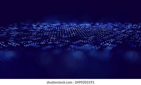 Cyber Big Data Flow Particles Tech Business or Science Background. Medical Research or Tech Innovation Online Webinar Presentation Event. Conference or Forum Vector Illustration Backdrop.