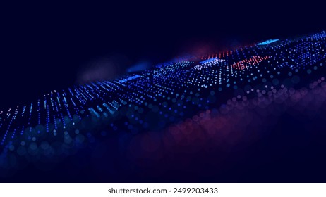 Cyber Big Data Flow Particles Tech Business or Science Background. Medical Research or Tech Innovation Online Webinar Presentation Event. Conference or Forum Vector Illustration Backdrop.