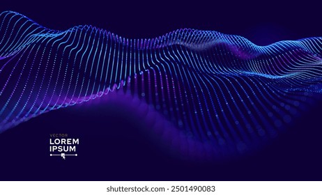 Cyber Big Data Flow Particles Tech Business or Science Background. Medical Research or Tech Innovation Online Webinar Presentation Event. Conference or Forum Vector Illustration Backdrop.