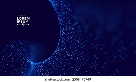 Cyber Big Data Flow Particles Tech Business or Science Background. Medical Research or Medical Tech Innovation Online Webinar Presentation Event. Conference or Forum Vector Illustration Backdrop.