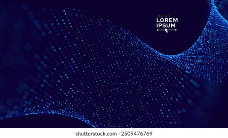 Cyber Big Data Flow Particles Tech Business or Science Background. Medical Research or Medical Tech Innovation Online Webinar Presentation Event. Conference or Forum Vector Illustration Backdrop.