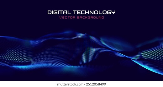 Partículas de fluxo de Big Data Cyber Bokeh. Rede Neural Digital. Conceito de Inteligência Artificial Inteligência Tecnologia Aprendizagem Profunda. Comunicação digital. Science Technology Presentation Vetor.