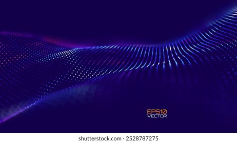 Cyber Big Data Flow Particles Bokeh. Digital Neural Network. Concept of AI Artificial Intelligence Technology Machine Deep Learning. Digital Communication. Science Technology Presentation Vector.