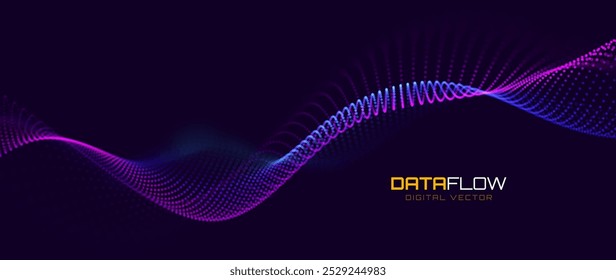 Cyber Big Data Flow Particles Bokeh. Digital Neural Network. Concept of AI Artificial Intelligence Technology Machine Deep Learning. Digital Communication. Science Technology Presentation Vector.
