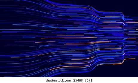 Partículas de fluxo de Big Data Cyber Bokeh. Rede Neural Digital. Conceito de Inteligência Artificial Inteligência Tecnologia Aprendizagem Profunda. Comunicação digital. Science Technology Presentation Vetor.