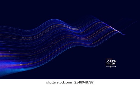 Cyber Big Data Flow Particles Bokeh. Digital Neural Network. Concept of AI Artificial Intelligence Technology Machine Deep Learning. Digital Communication. Science Technology Presentation Vector.