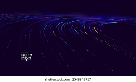 Cyber Big Data Flow Particles Bokeh. Digital Neural Network. Concept of AI Artificial Intelligence Technology Machine Deep Learning. Digital Communication. Science Technology Presentation Vector.