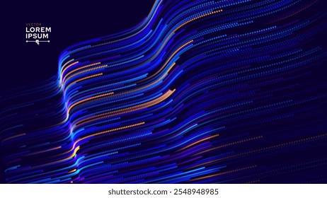 Partículas de fluxo de Big Data Cyber Bokeh. Rede Neural Digital. Conceito de Inteligência Artificial Inteligência Tecnologia Aprendizagem Profunda. Comunicação digital. Science Technology Presentation Vetor.