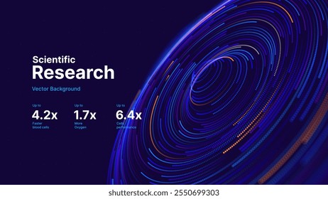 Cyber Big Data Flow Particles Tech Business ou ciência de fundo. Evento de apresentação de webinário on-line de pesquisa médica ou inovação tecnológica. Plano de fundo de ilustração vetorial de conferência ou fórum.